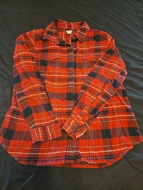 Carhartt Orange and Black Plaid Flannel Shirt